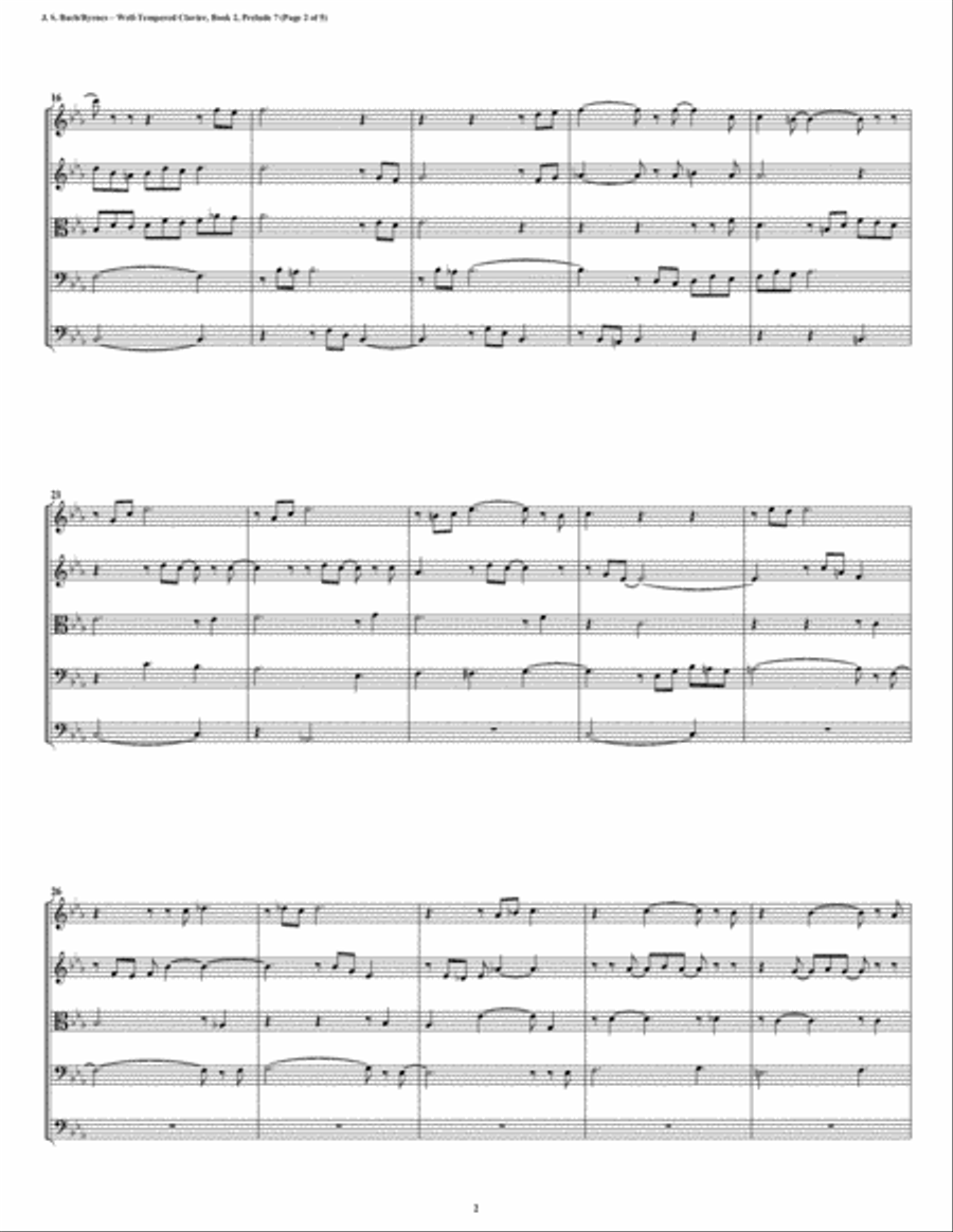 Prelude 07 from Well-Tempered Clavier, Book 2 (String Quintet) String Quintet scores gallery preview page 2