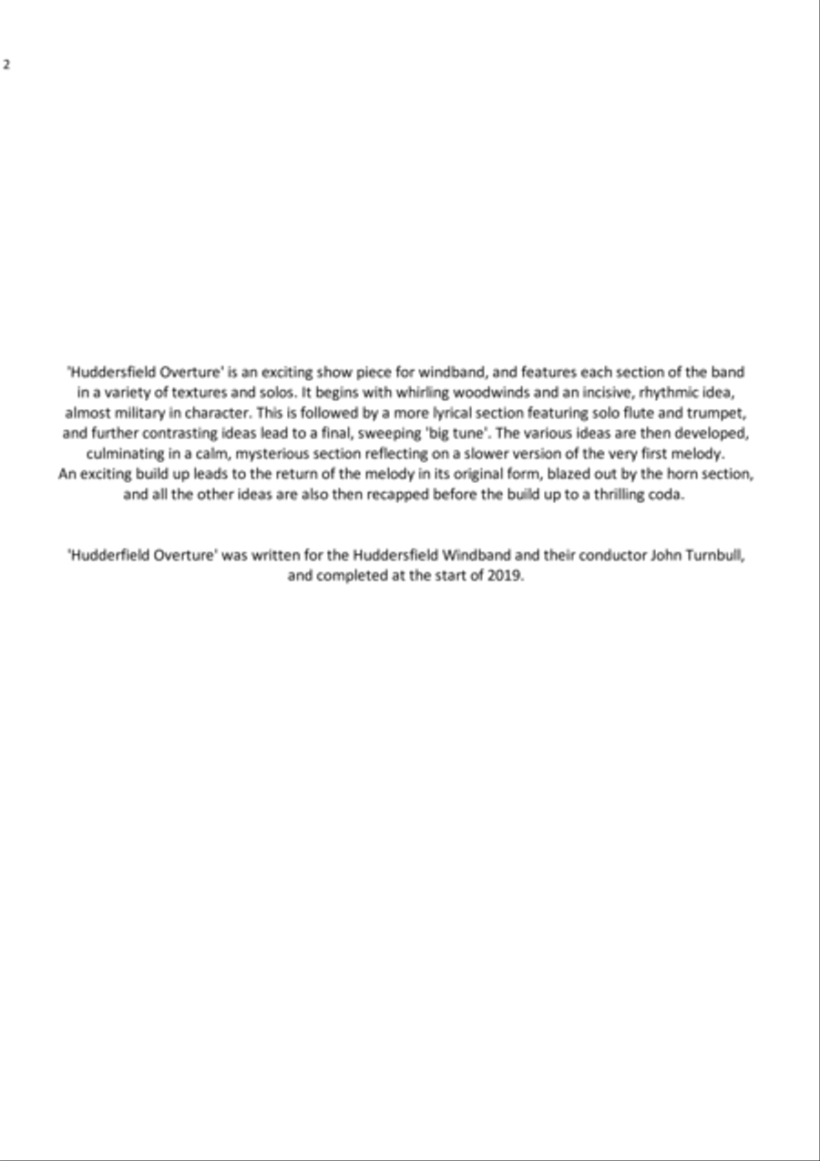 Huddersfield Overture Huddersfield Overture Concert Band scores gallery preview page 2