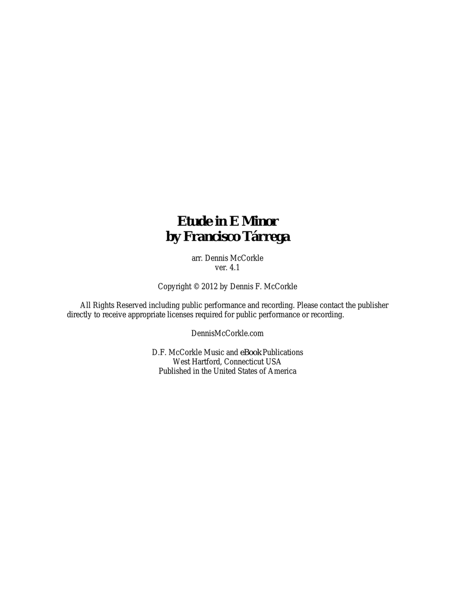 Etude in E Minor by Francisco Tárrega Acoustic Guitar scores gallery preview page 3