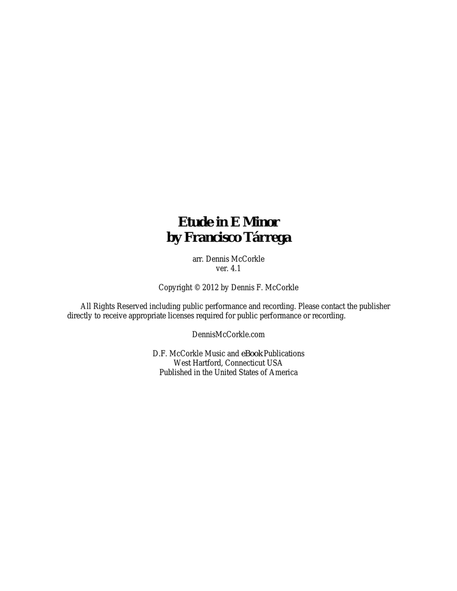 Etude in E Minor by Francisco Tárrega