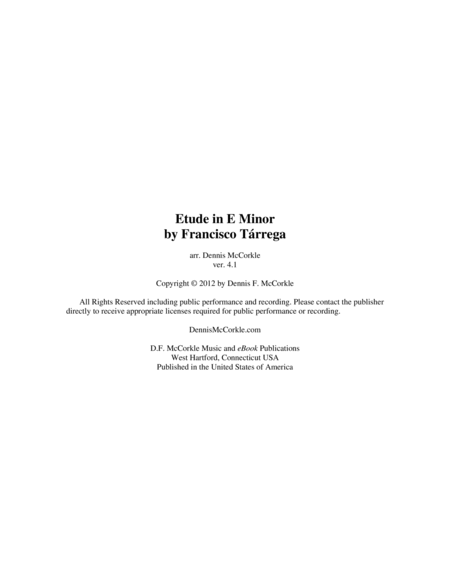 Etude in E Minor by Francisco Tárrega