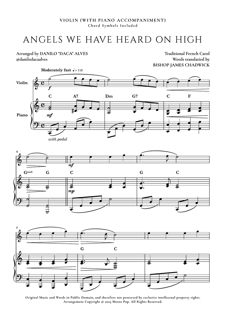 Angels We Have Heard On High Violin Solo scores gallery preview page 1