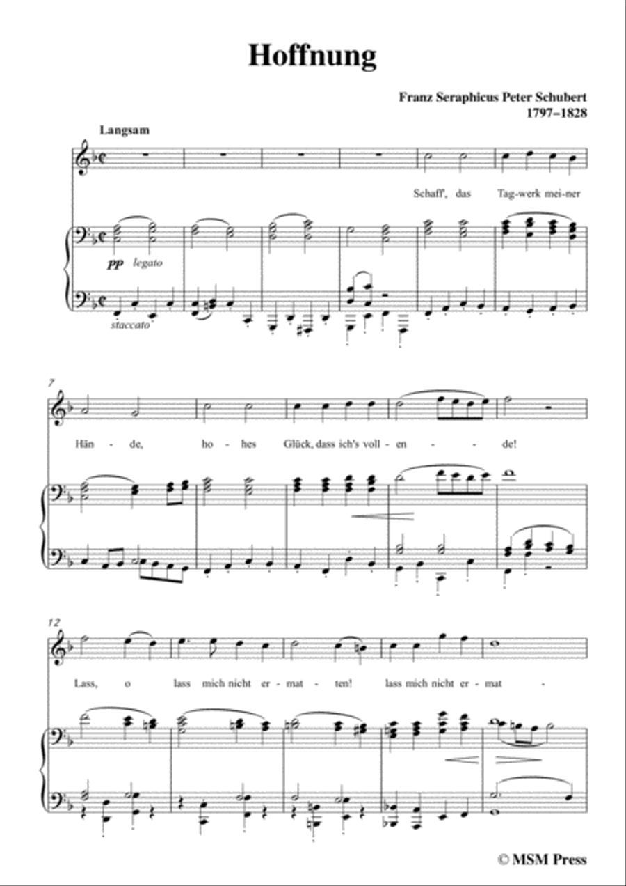 Schubert-Hoffnung,in F Major,for Voice&Piano Voice scores gallery preview page 3