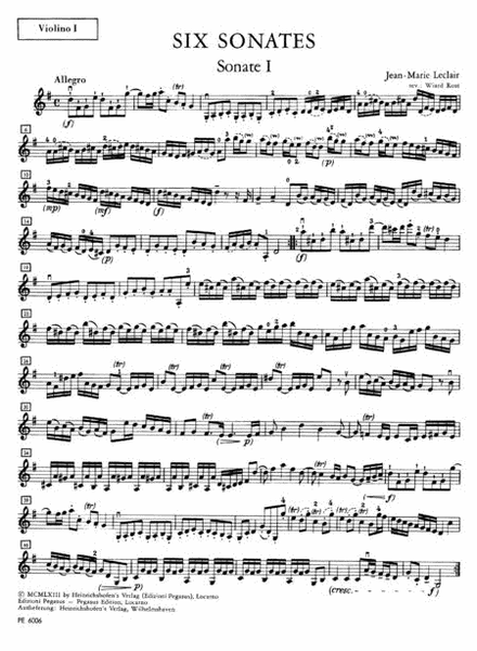 Six Sonatas - for 2 Violins, Opus 3