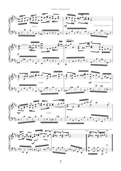 Air from Suite No.3 (on the G string) by Johann Sebastian Bach, transcription for piano solo