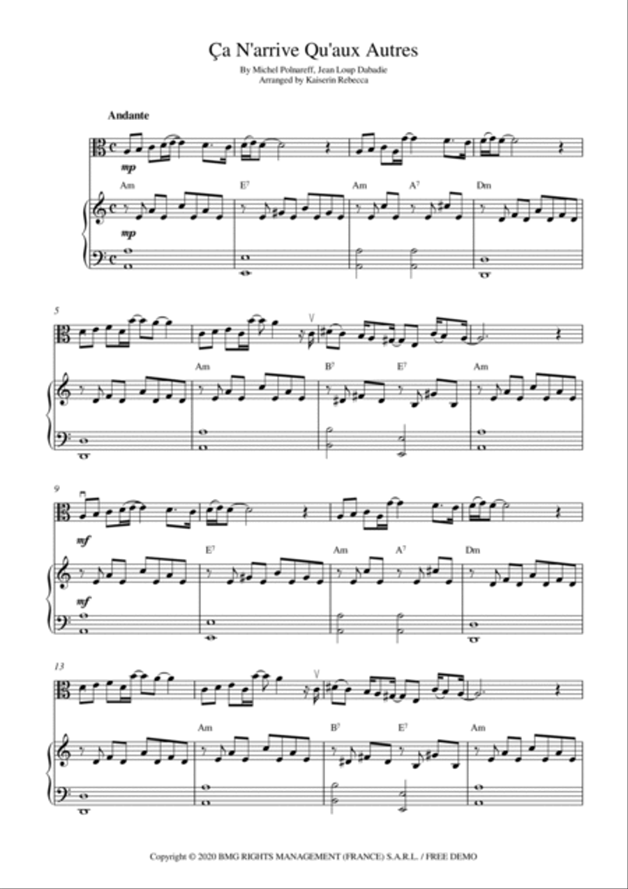 Ca N'arrive Qu'aux Autres Viola scores gallery preview page 1