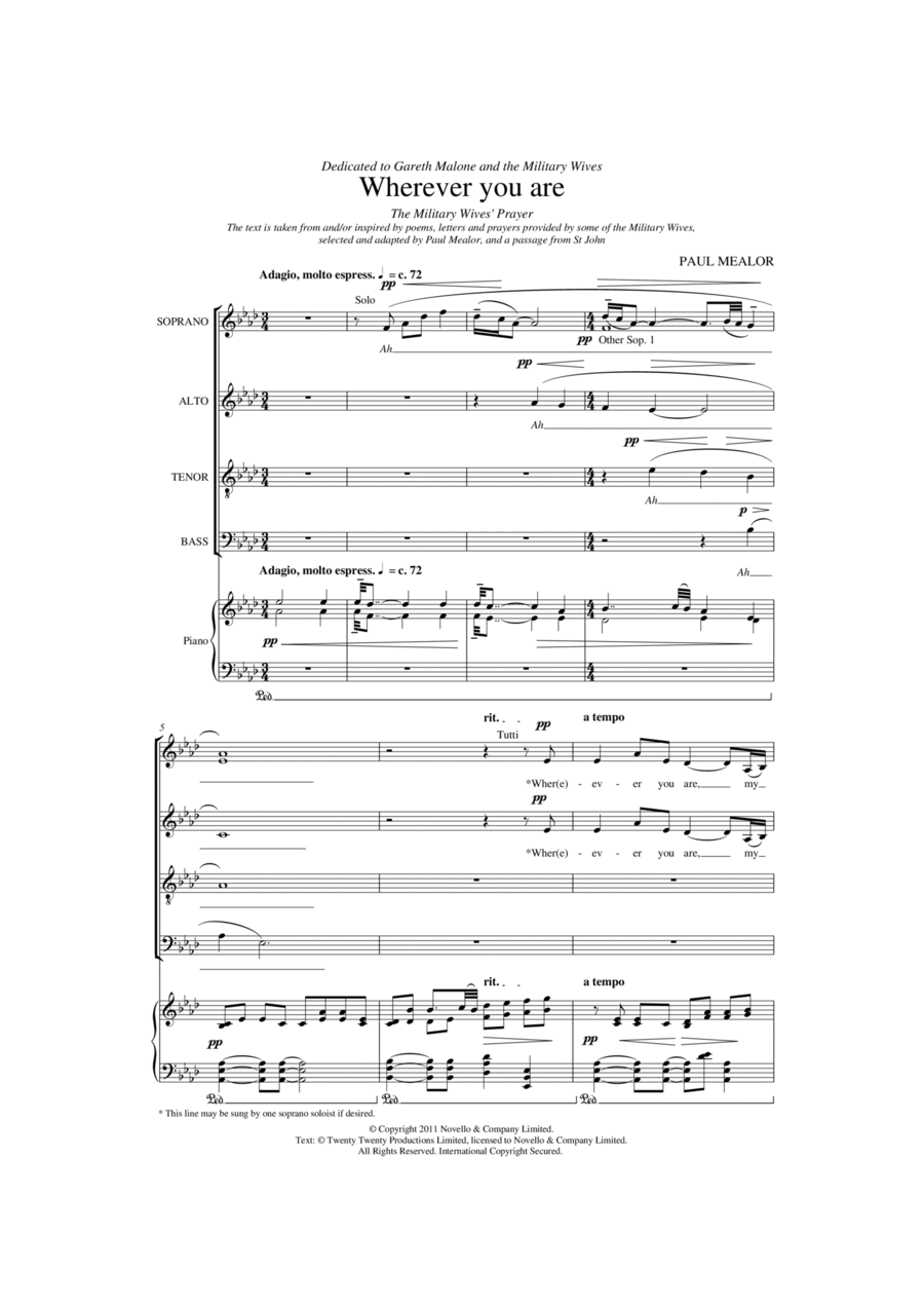 Wherever You Are 4-Part scores gallery preview page 1