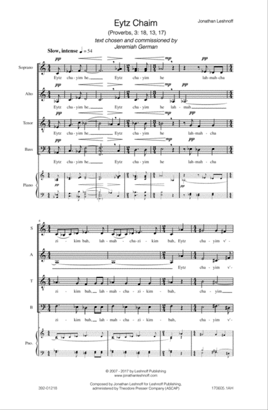 Eytz Chaim 4-Part scores gallery preview page 2