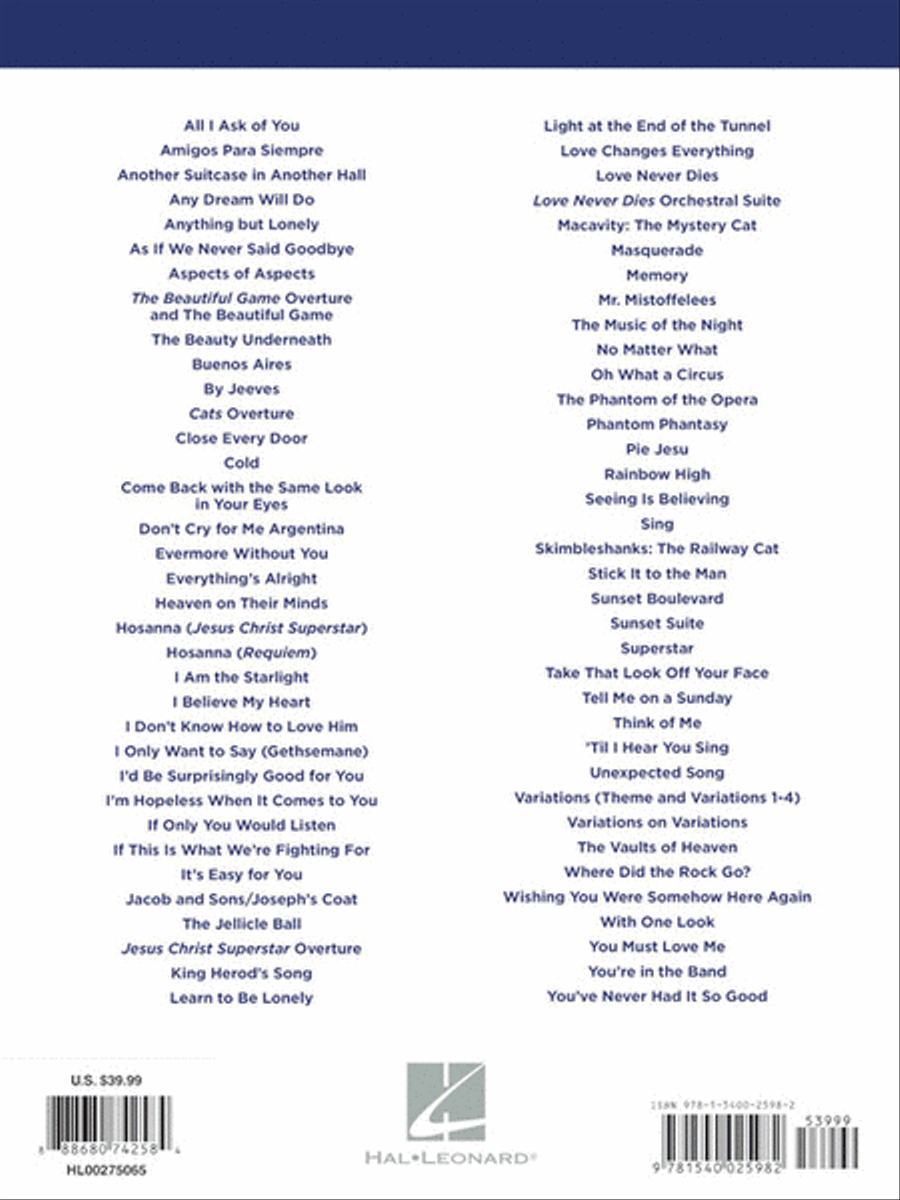 Andrew Lloyd Webber – Unmasked: The Platinum Collection, Deluxe Edition Piano, Vocal, Guitar scores gallery preview page 7