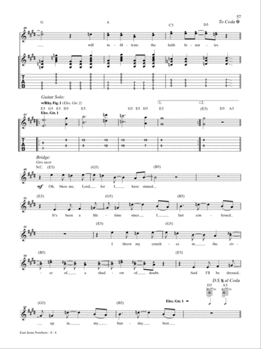 East Jesus Nowhere East Jesus Nowhere Guitar Tablature scores gallery preview page 4