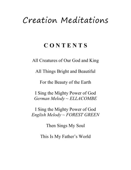 Creation Meditations (A Collection of One-Page Arrangements for Solo Piano) image number null