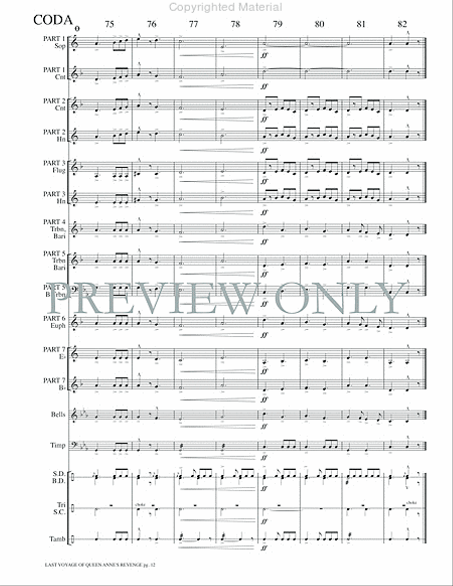 The Last Voyage of the Queen Anne's Revenge Concert Band scores gallery preview page 14