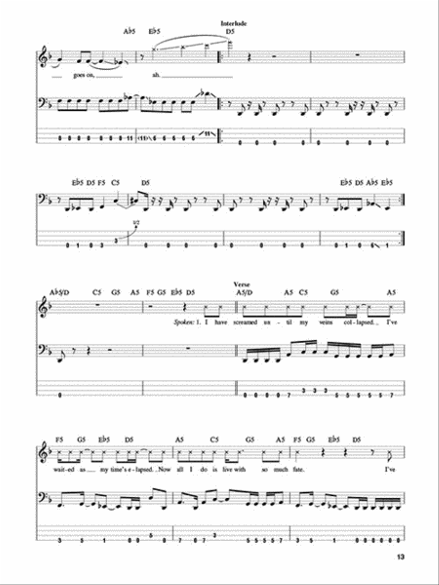 Modern Rock Bass Guitar Tablature scores gallery preview page 4