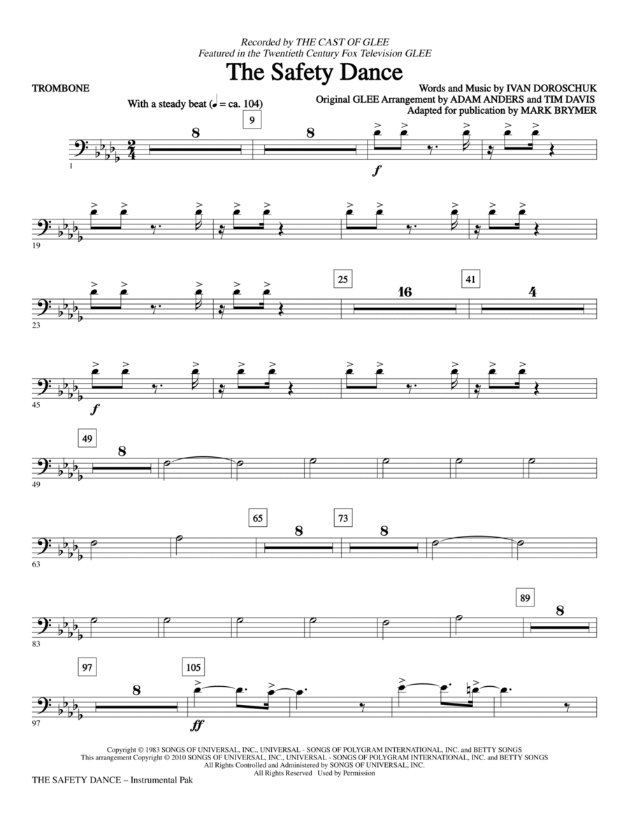 The Safety Dance - Trombone Choir scores gallery preview page 1
