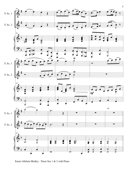 EASTER ALLELUIA MEDLEY (Trio – Tenor Sax 1 & 2 with Piano) Score and Parts image number null