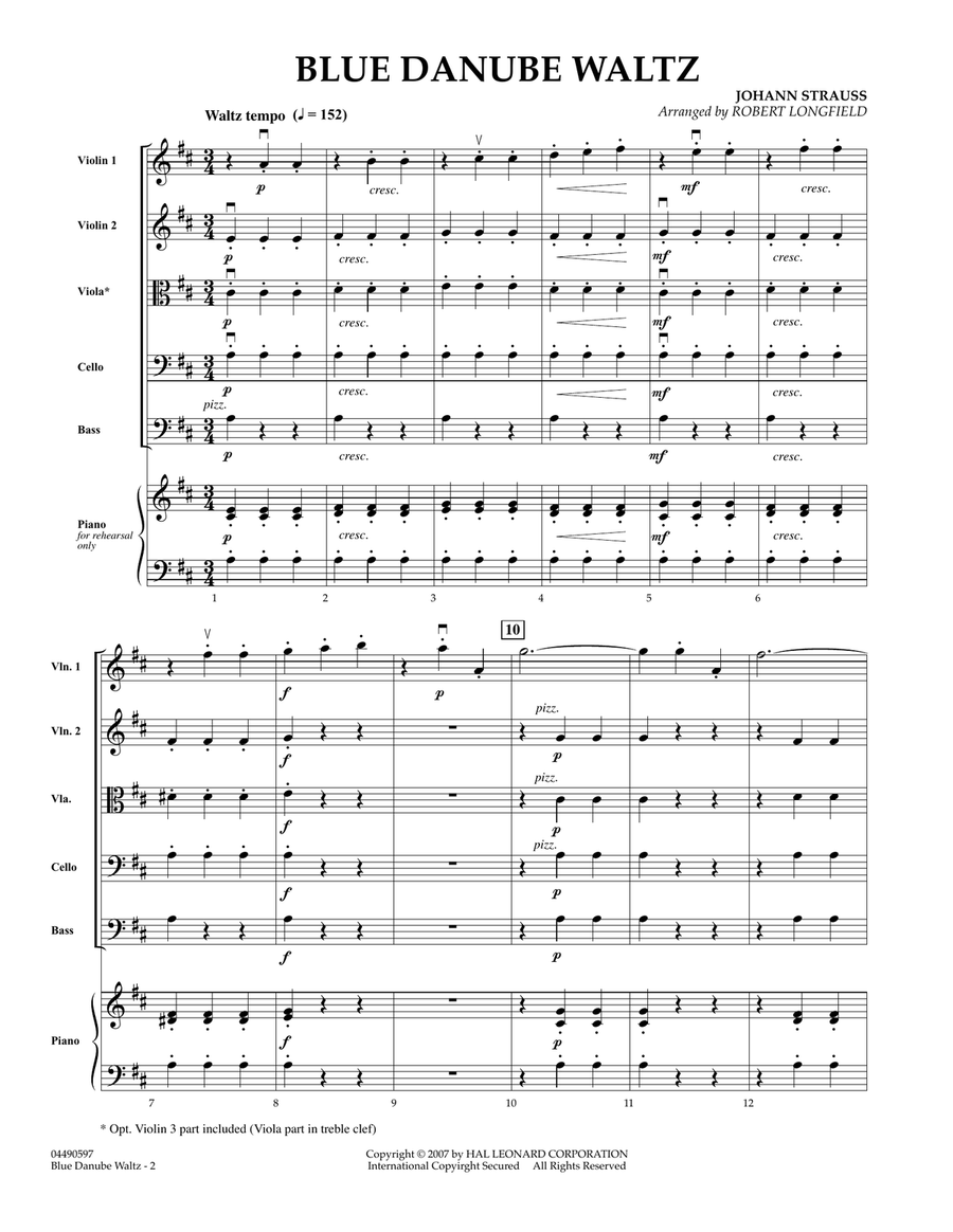 Blue Danube Waltz - Full Score String Orchestra scores gallery preview page 1