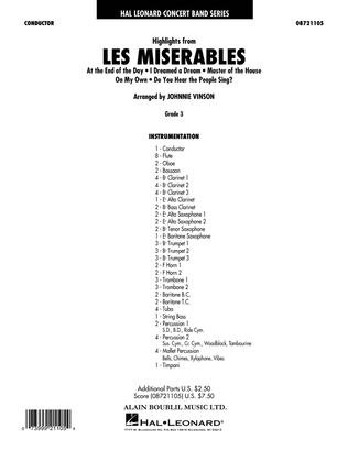 Book cover for Highlights from Les Misérables (arr. Johnnie Vinson) - Conductor