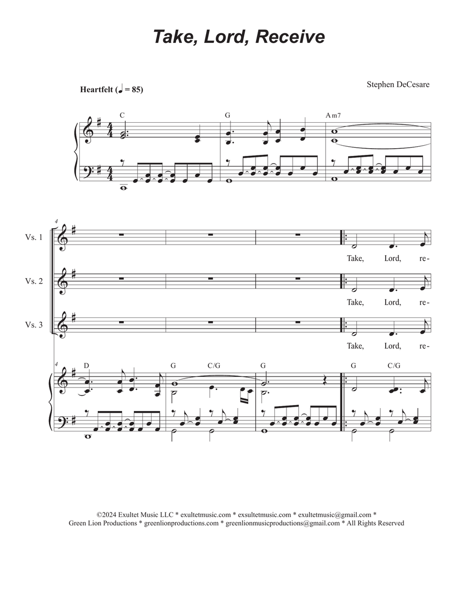Take, Lord, Receive (Vocal Trio - (SAB) 3-Part scores gallery preview page 1