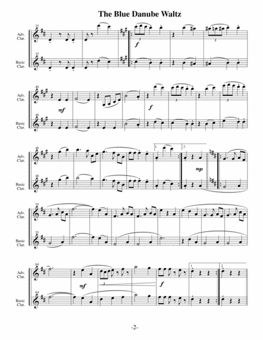 Blue Danube Waltz (Arrangements Level 2-4 for CLARINET + Written Accomp) image number null