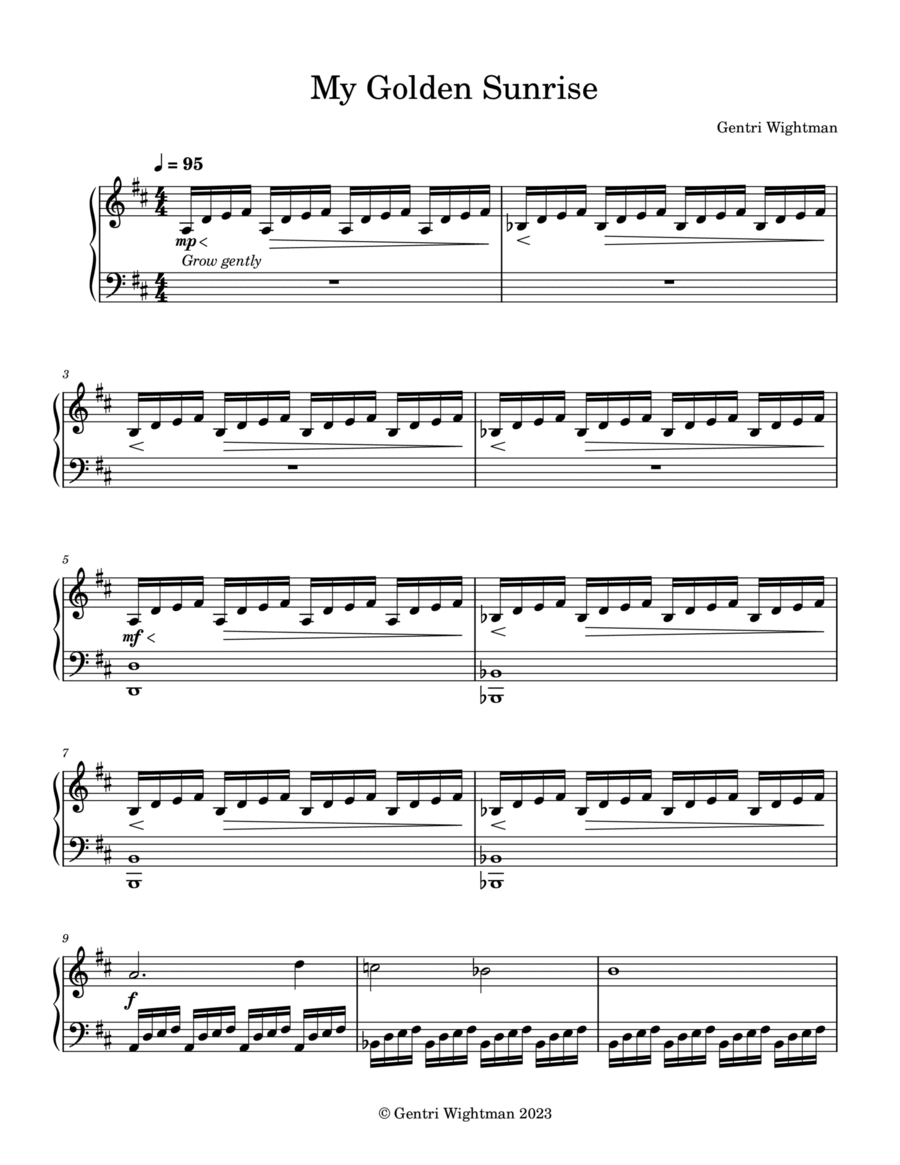 My Golden Sunrise Piano Solo scores gallery preview page 1