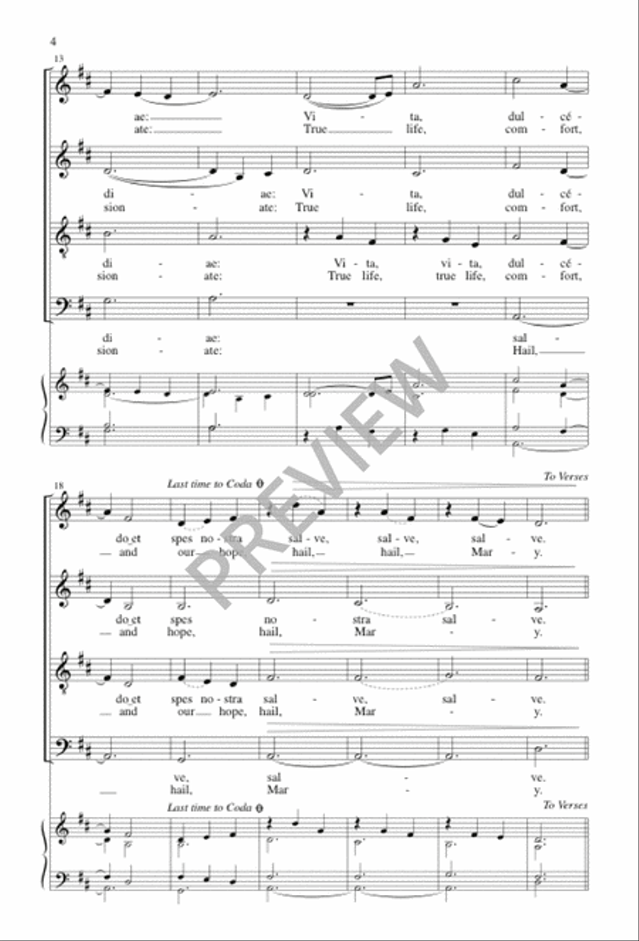 Salve Regina / Hail, Queen of Heaven 4-Part scores gallery preview page 4