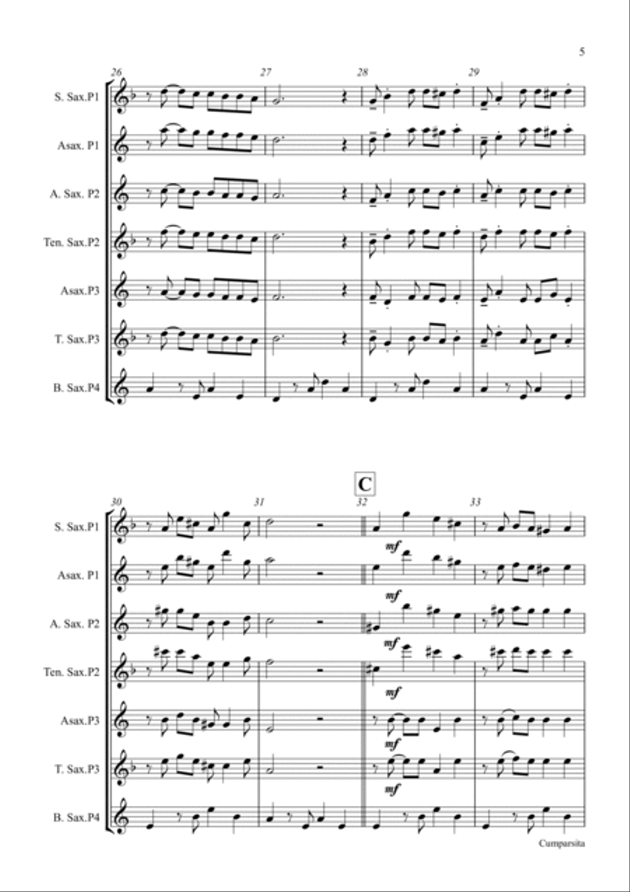 La Cumparsita Saxophone Quartet scores gallery preview page 5