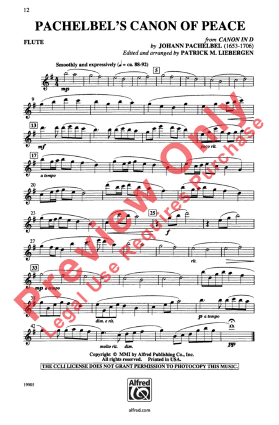 Pachelbel's Canon of Peace 3-Part scores gallery preview page 12