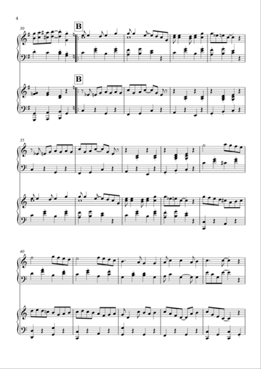 "Ding Dong Glory Christmas Rag", carol variations for 2 pianos, 4 hands by Simon Peberdy image number null