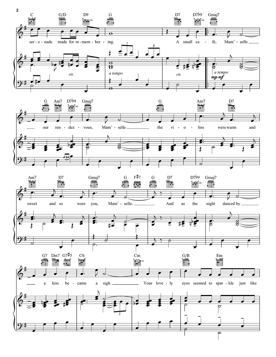 Mam'selle Piano, Vocal, Guitar scores gallery preview page 2