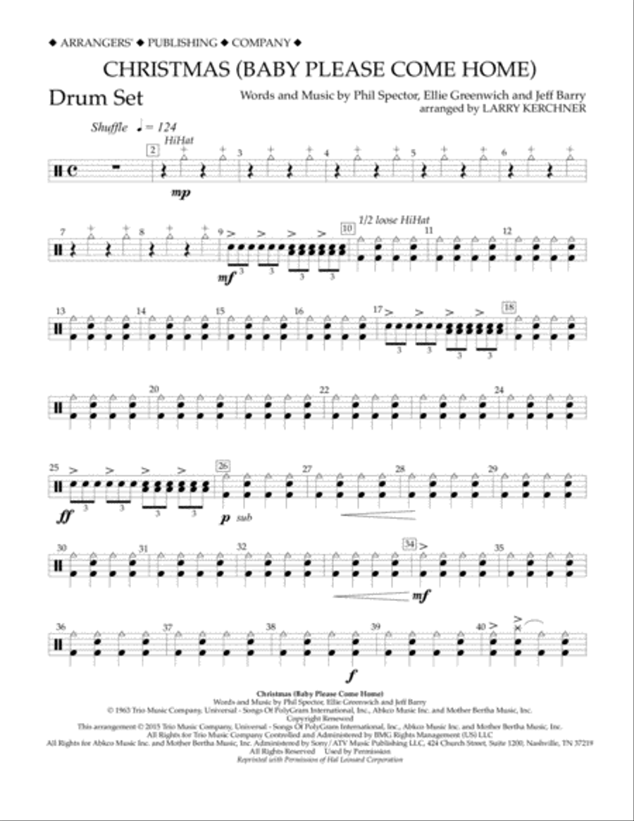 Christmas (Baby Please Come Home) - Drum Set Concert Band scores gallery preview page 1
