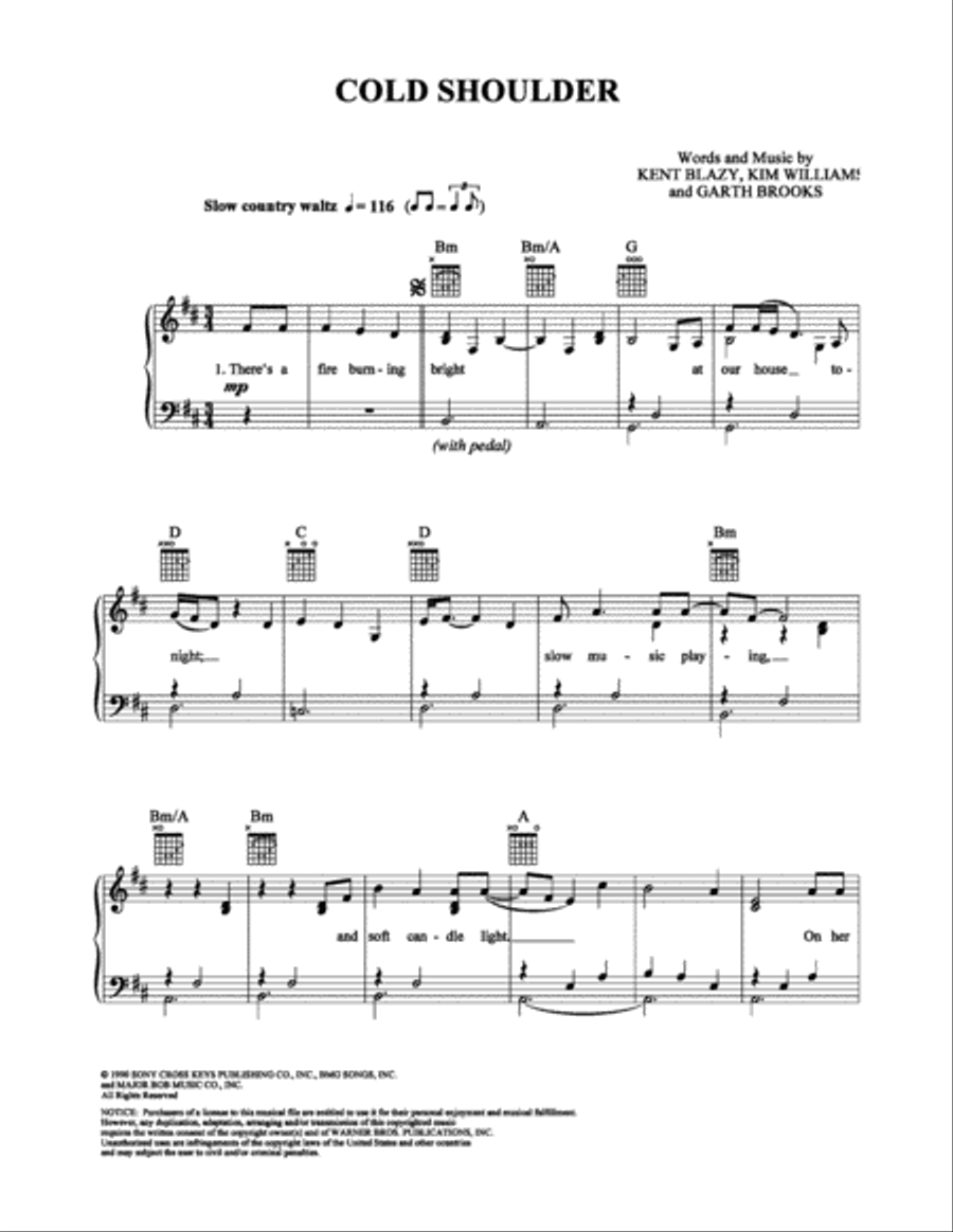 Cold Shoulder Piano, Vocal, Guitar scores gallery preview page 1