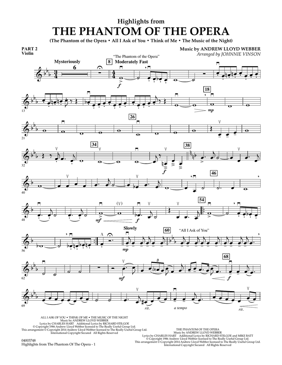 Highlights from The Phantom of the Opera Pt.2 Violin