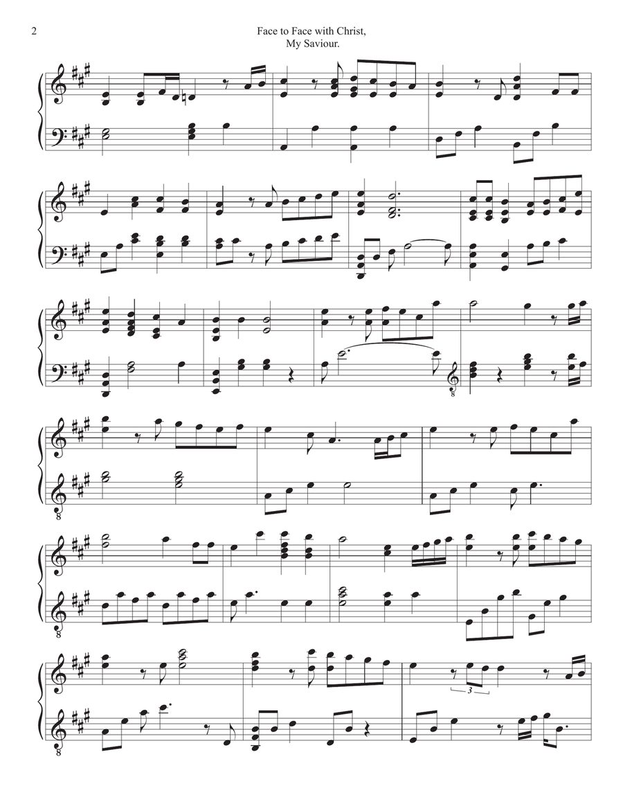 PIANO - Face to Face with Christ, My Saviour (Piano Hymns Sheet Music PDF) Piano Solo scores gallery preview page 2