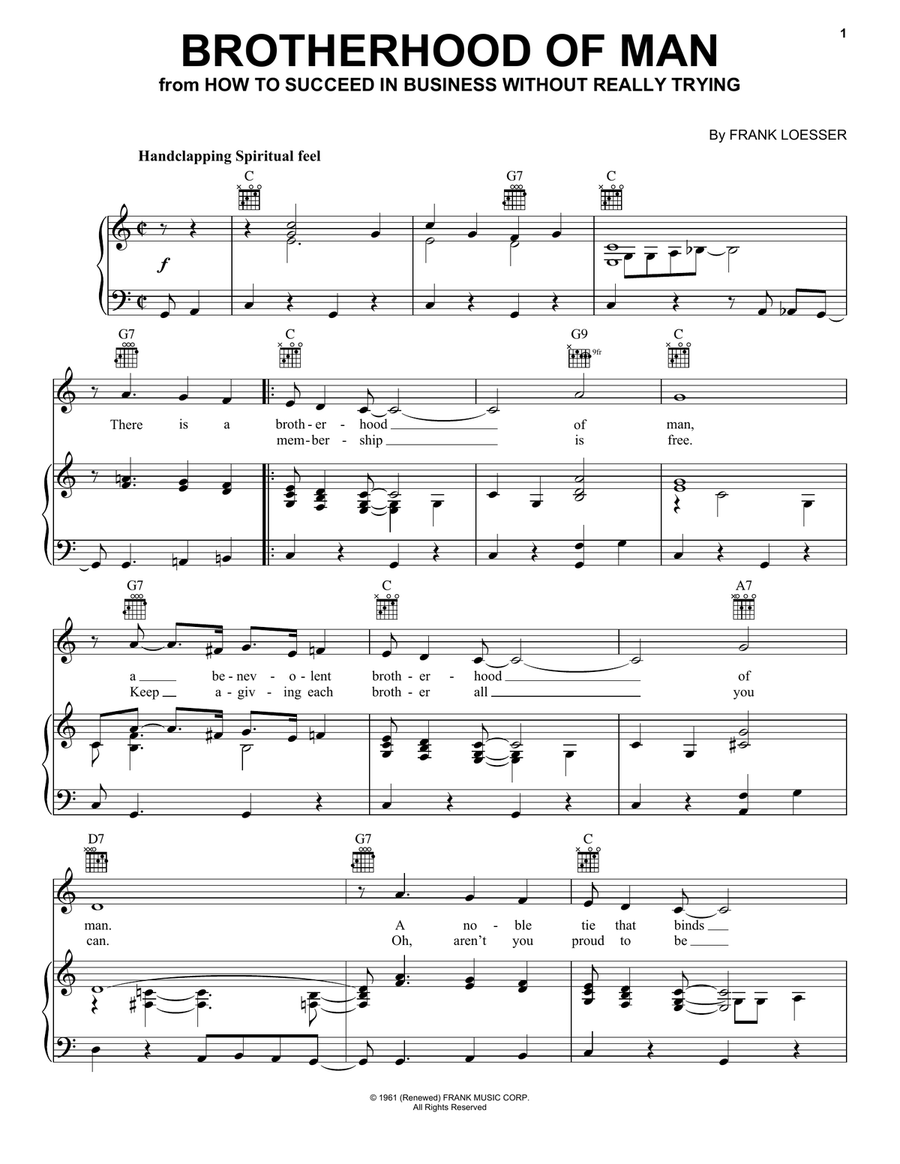 Brotherhood Of Man Brotherhood Of Man Piano, Vocal, Guitar scores gallery preview page 1