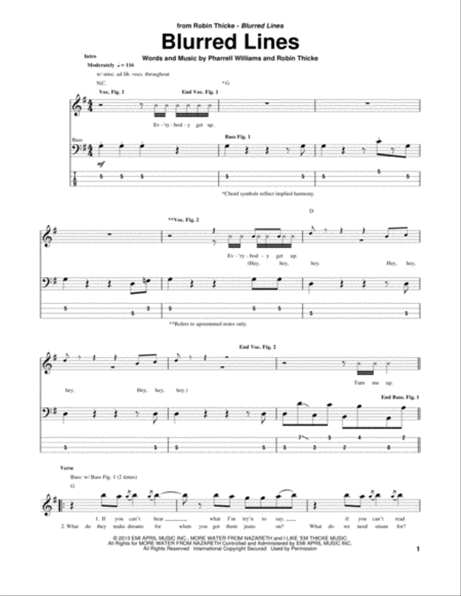 Blurred Lines Blurred Lines Guitar Tablature scores gallery preview page 1
