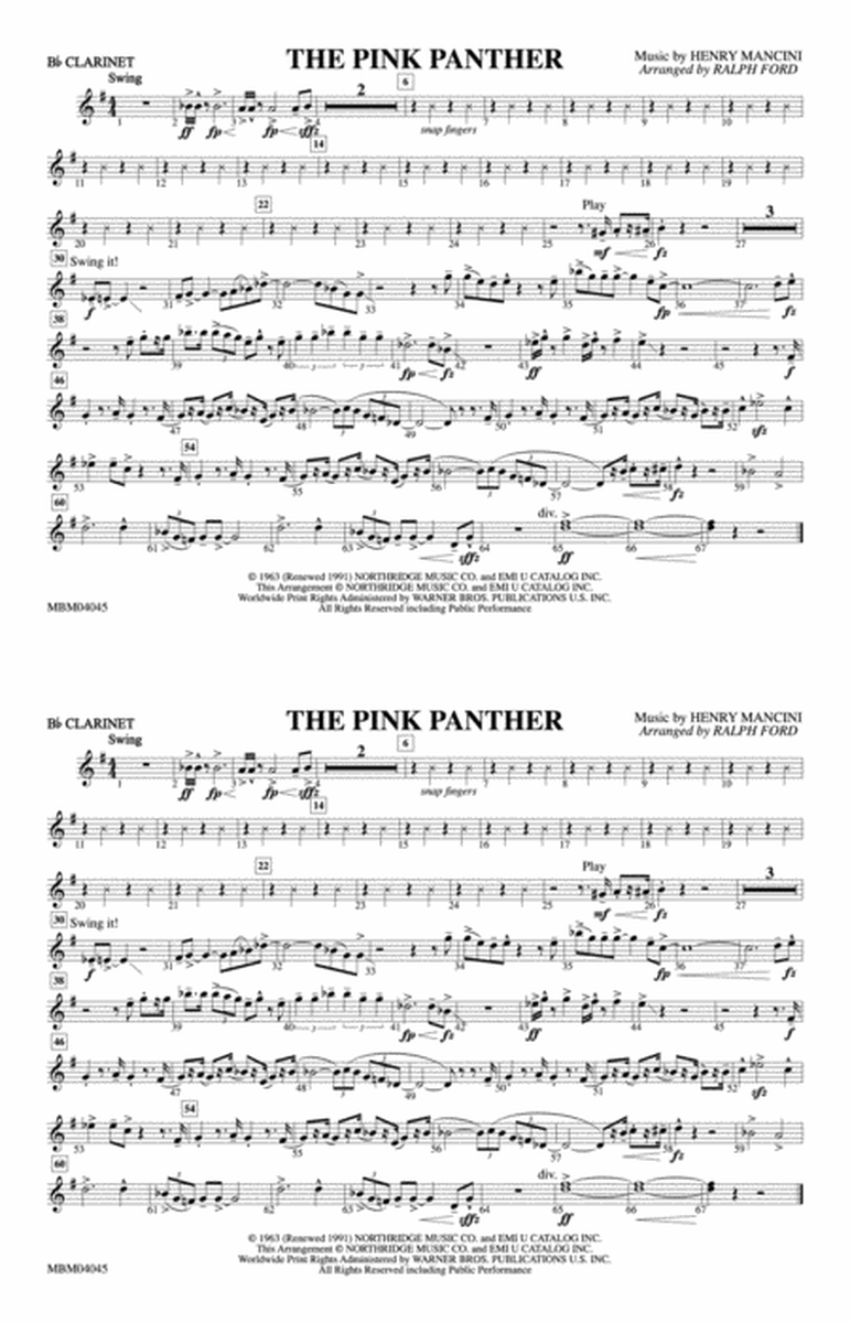 The Pink Panther: 1st B-flat Clarinet