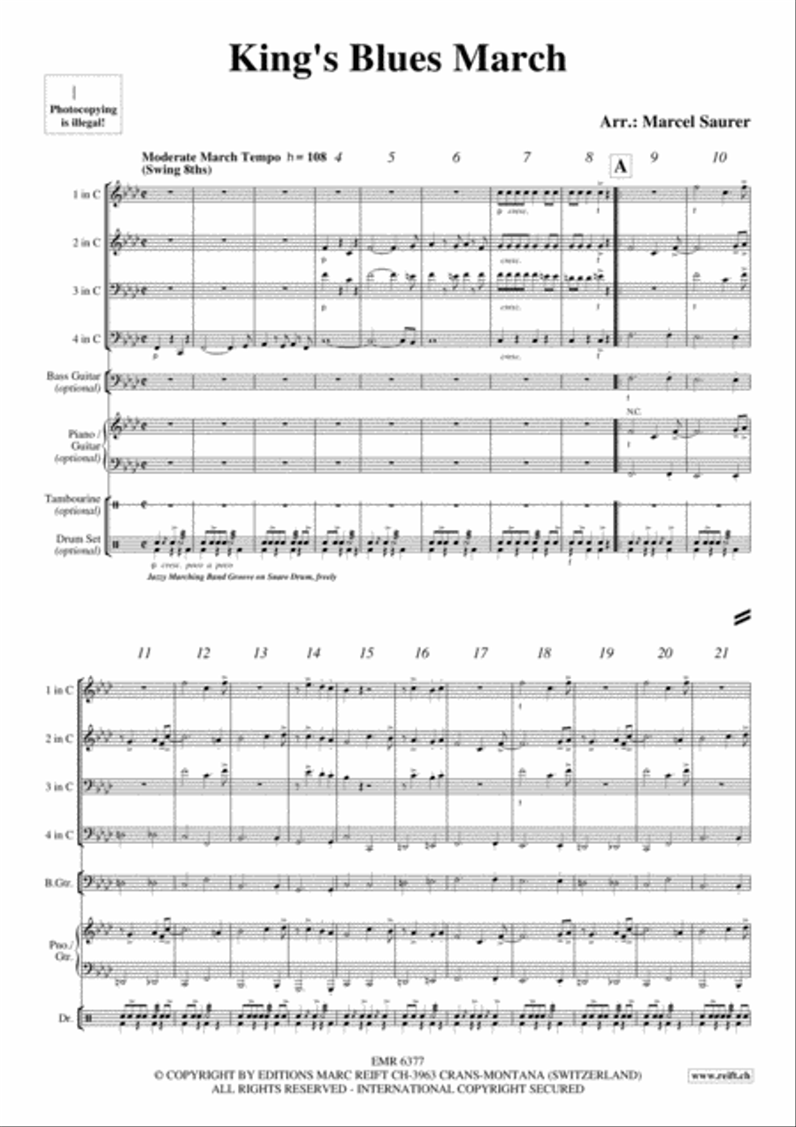 King's Blues March King's Blues March Brass Ensemble scores gallery preview page 4