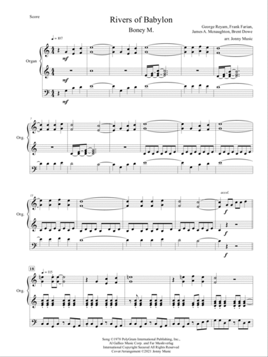 Rivers Of Babylon Organ Solo scores gallery preview page 2