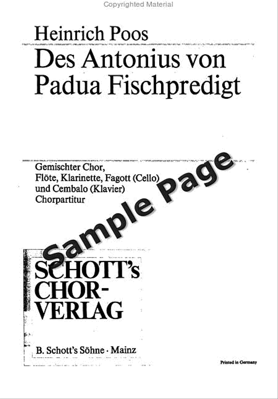 Poos H Antonius Fischpredigt 4-Part scores gallery preview page 2