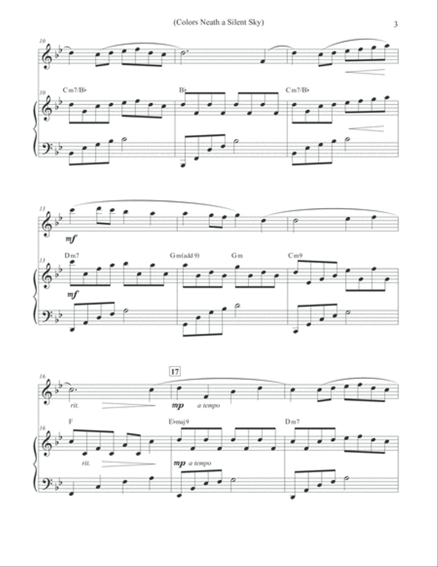 Colors Neath a Silent Sky - Flute & Piano Flute Solo scores gallery preview page 3