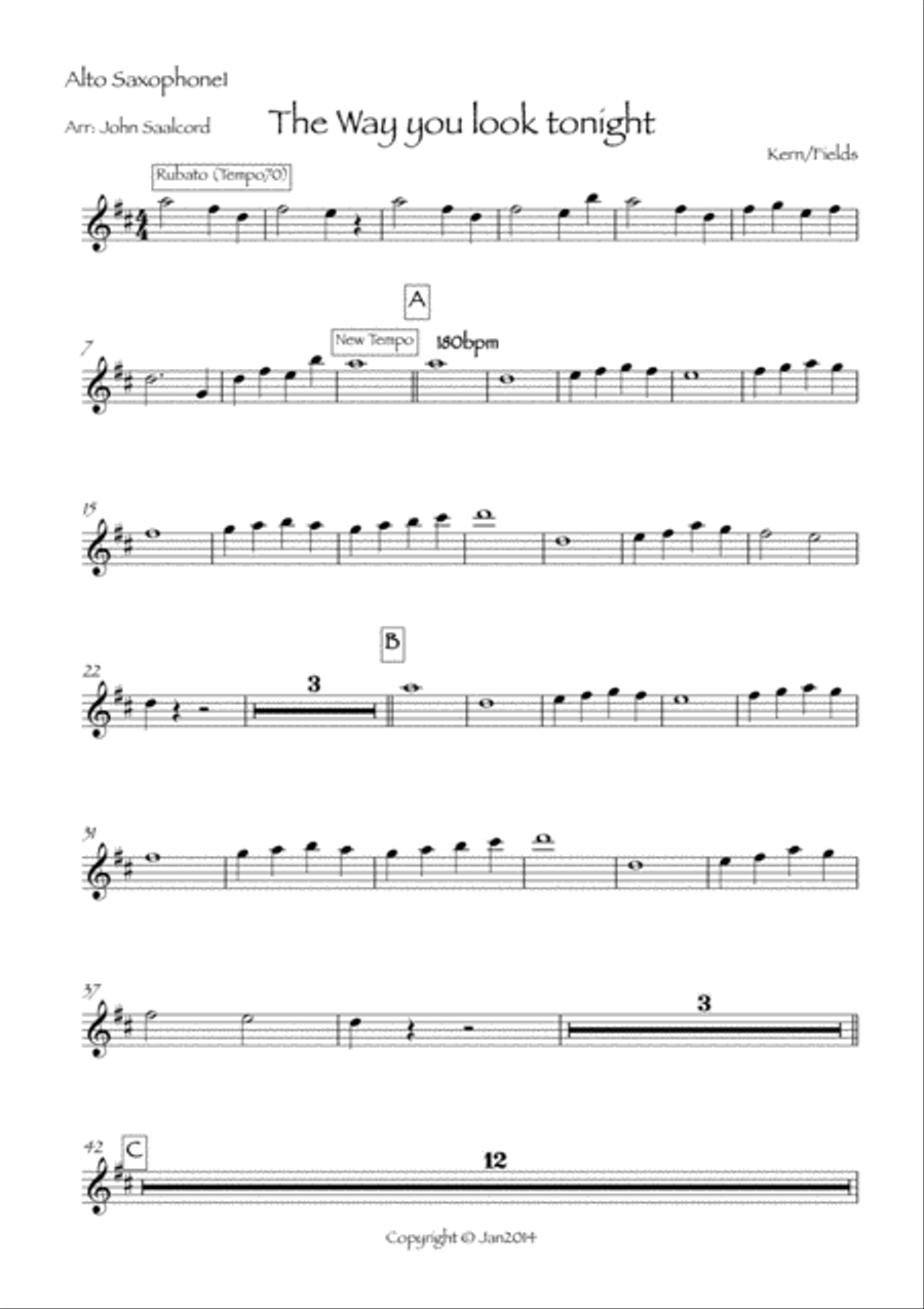 The Way You Look Tonight Woodwind Quartet scores gallery preview page 1
