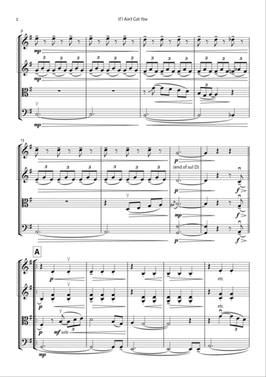 If I Ain't Got You String Quartet scores gallery preview page 2