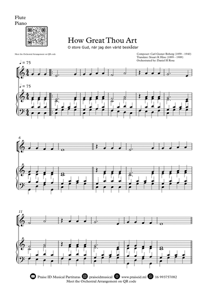 How Great Thou Art - "O store Gud." - Easy Flute and Piano image number null