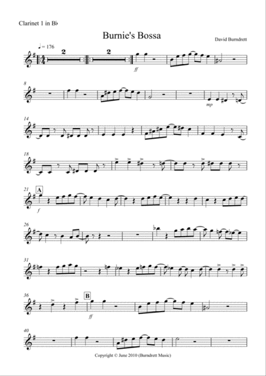 Burnie's Bossa for Clarinet Quintet Clarinet Quintet scores gallery preview page 5