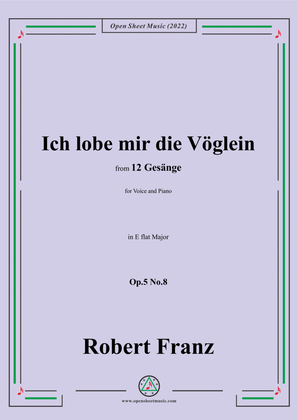 Book cover for Franz-Ich lobe mir die Voglein,in E flat Major,Op.5 No.8