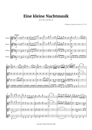 Eine kleine Nachtmusik by Mozart for Flute Quartet