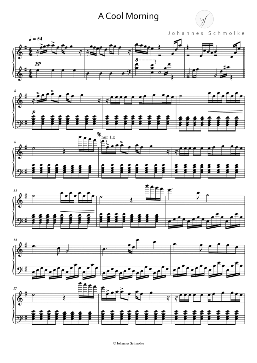 A Cool Morning A Cool Morning Piano Solo scores gallery preview page 1