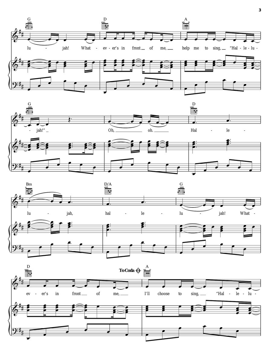 Hallelujah Hallelujah Piano, Vocal, Guitar scores gallery preview page 3