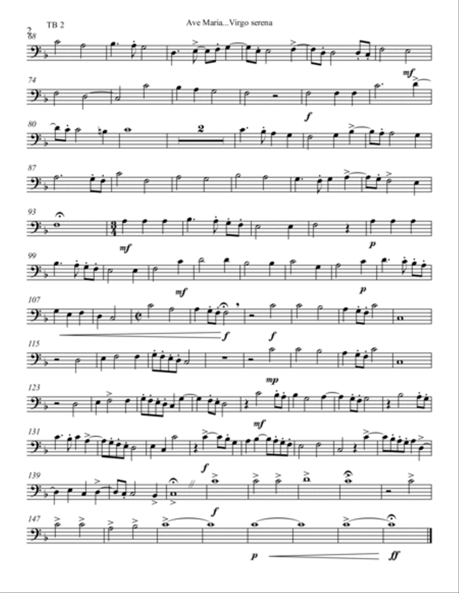 Low Brass-Ave Maria Josquin-Parts Brass Ensemble scores gallery preview page 4