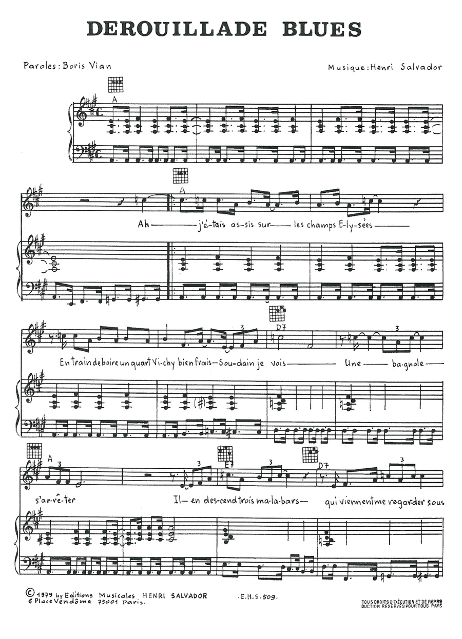 Derouillade Blues Piano, Vocal scores gallery preview page 1